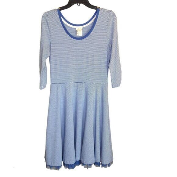 Matilda Jane Between the Lines Striped Dress Blue/White Medium - Picture 1 of 4